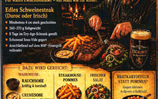 Donnerstagsaktion: edles Schweinesteak im "EXCALIBUR"